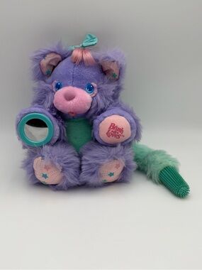 VTG 1987 Brush a Loves Purple Posy Plush Bear with Brush Tail & Mirror